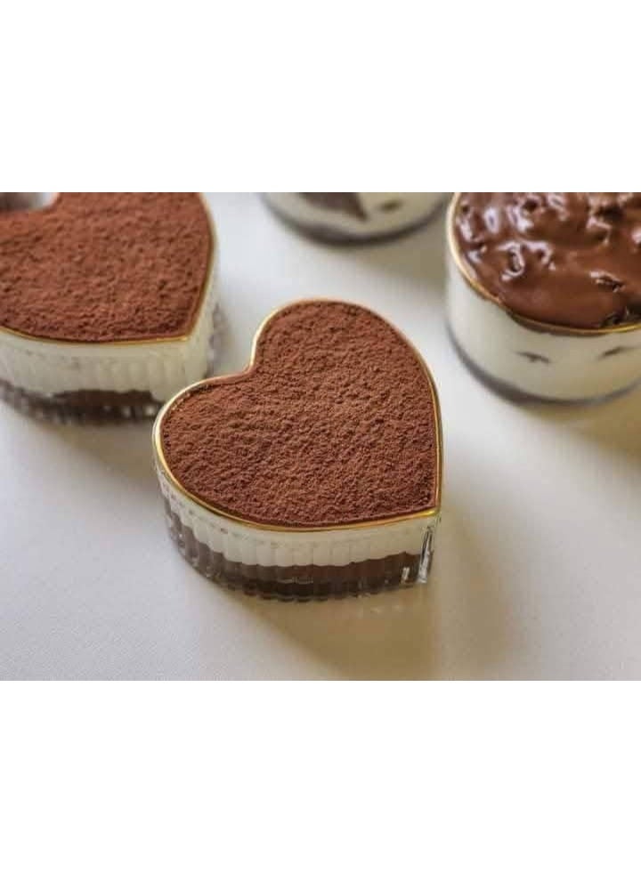 طقم بولات زجاج على شكل قلب بإطار دهبي فاخر – 6 قطع، يضيف لمسة شيك لأي سفرة وضيافة. - Image 2